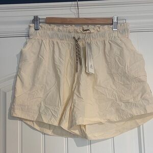 NWT adidas Cream Elastic-Waist Athletic Shorts